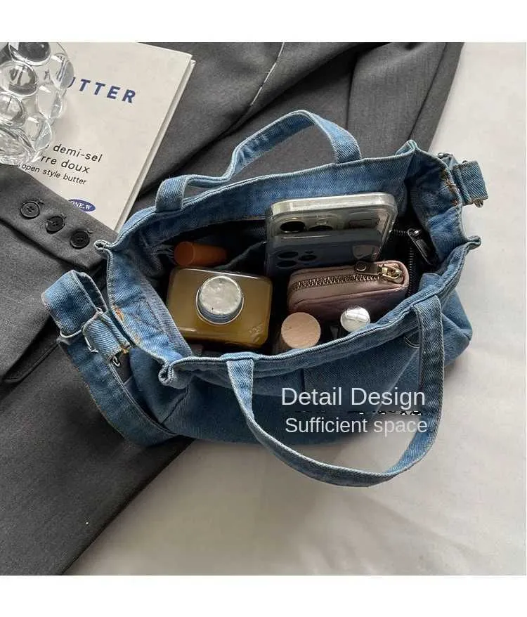 Borsa a tracolla in denim da donna grande borsa a spalla moda_voghion.com
