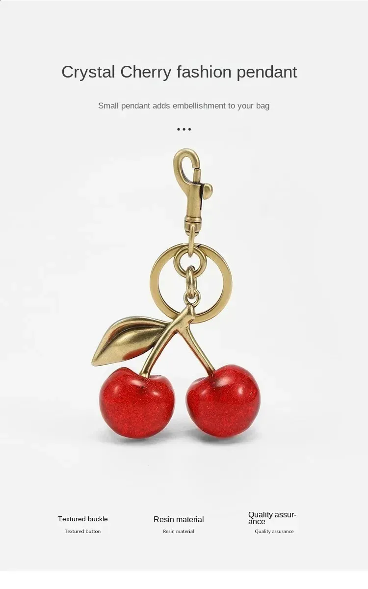 Exquisite Kirsch-Charm-Anhänger-Dekoration für Handtasche, Schultertasche, hochwertiges Schlüsselanhänger-Taschen-Accessoire 240729_voghion.com