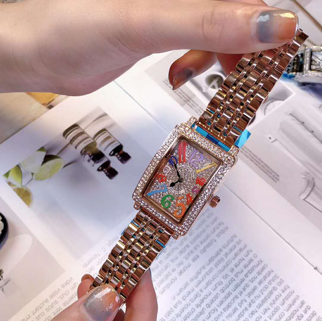 Mote trendy klokke i ny stil, diamantinnlagt digitalt rektangulært armbåndsur i stål_voghion.com