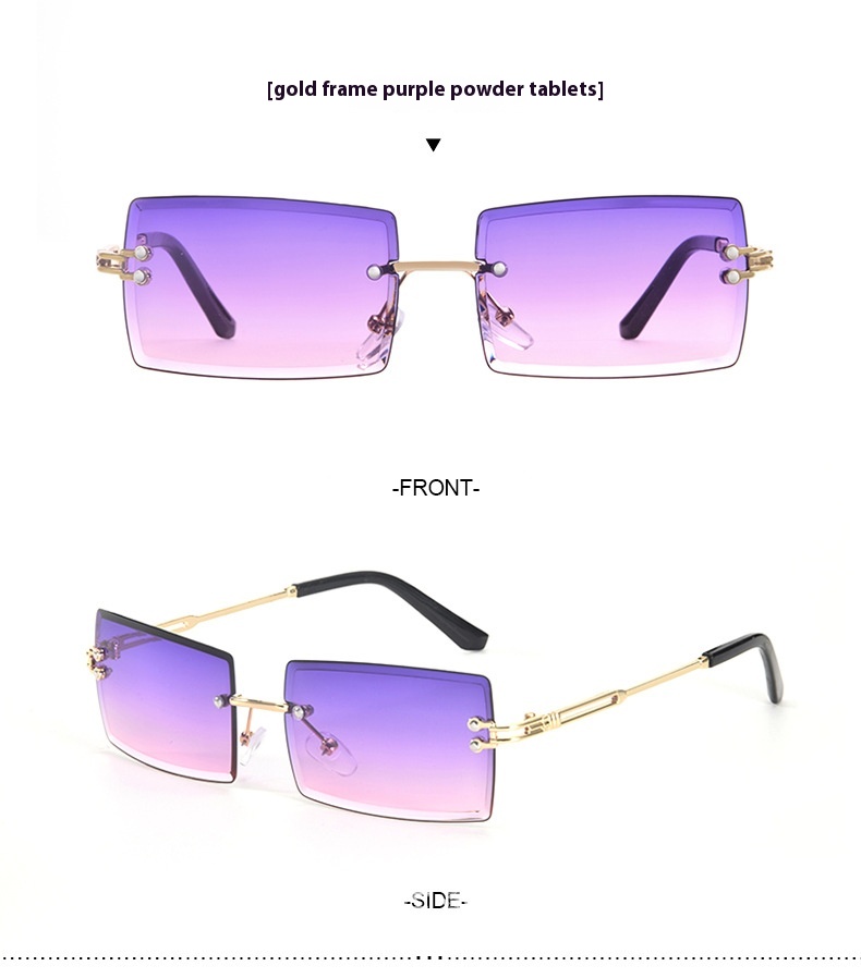 Nye firkantede solbriller uden stel Populære i Europa Amerika Sommermodesolbriller Metal Retro Trendy briller_voghion.com