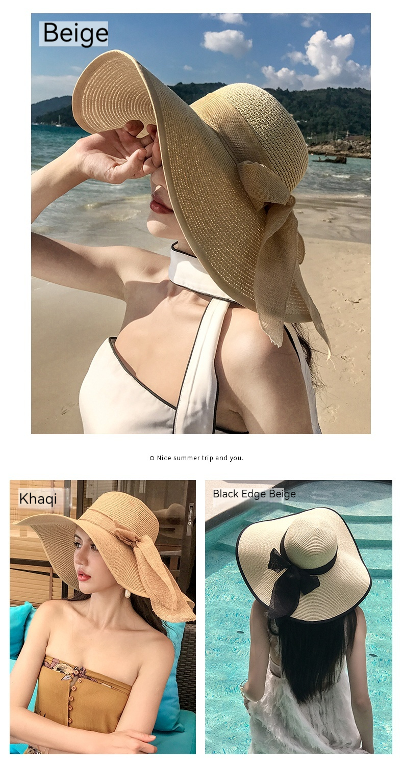 Letní slaměná dětská korejská edice Tidal Beach Protection Sun Vacation Všestranný Cool Hat s velkou krempou_voghion.com
