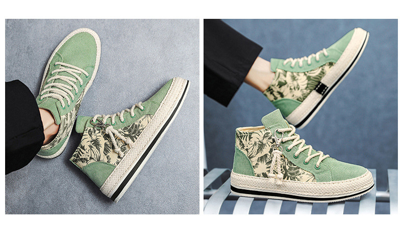 High top canva autumn niche cloth with thick ole elevated height caual board for young port and leiure men'_voghion.com