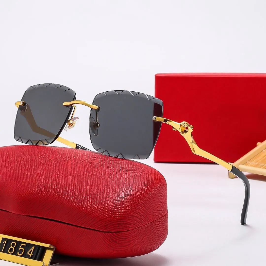 designer sunglasses women mens cartHead Composite Metal Rimless Optical Frame Classic Rectangle Square gold sunshade 1_voghion.com