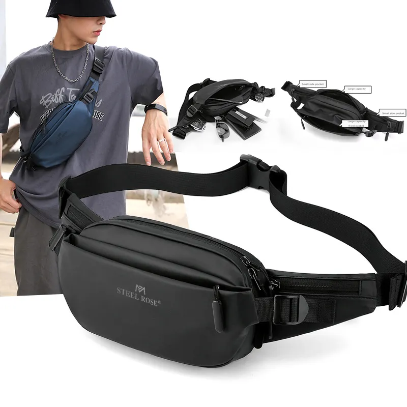 Férfi divatos mellkas kültéri sport övtáska tinédzsereknek vízálló férfi deréktáskák kiváló minőségű fanny Pack 230921_voghion.com