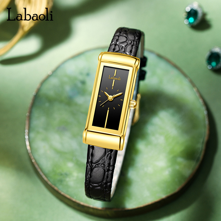 Relógio de quartzo feminino quadrado elegante e simples da marca Labaoli_voghion.com