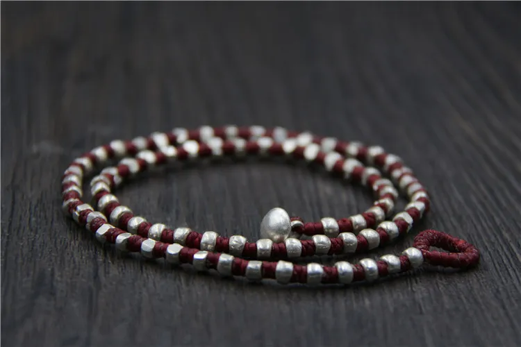 Kedjor Thailändsk Sier Handvävt Vaxrep Halsband För Kvinna S Ren Nationell Vind Nyckelbenskedja Kvinna Kvinnor_voghion.com