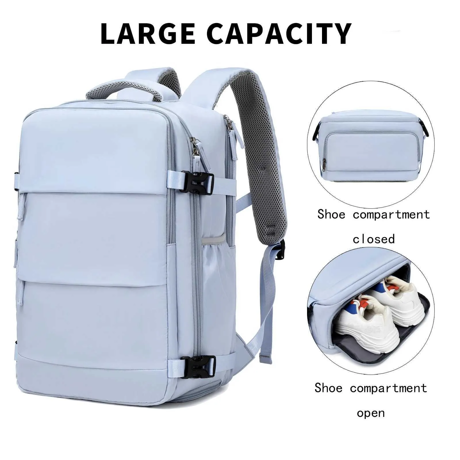 Reiserucksack für 15,6-Zoll-Laptops, geeignet für Männer und Frauen, mit wasserdichtem Schuhfach, Rucksack C241107_voghion.com