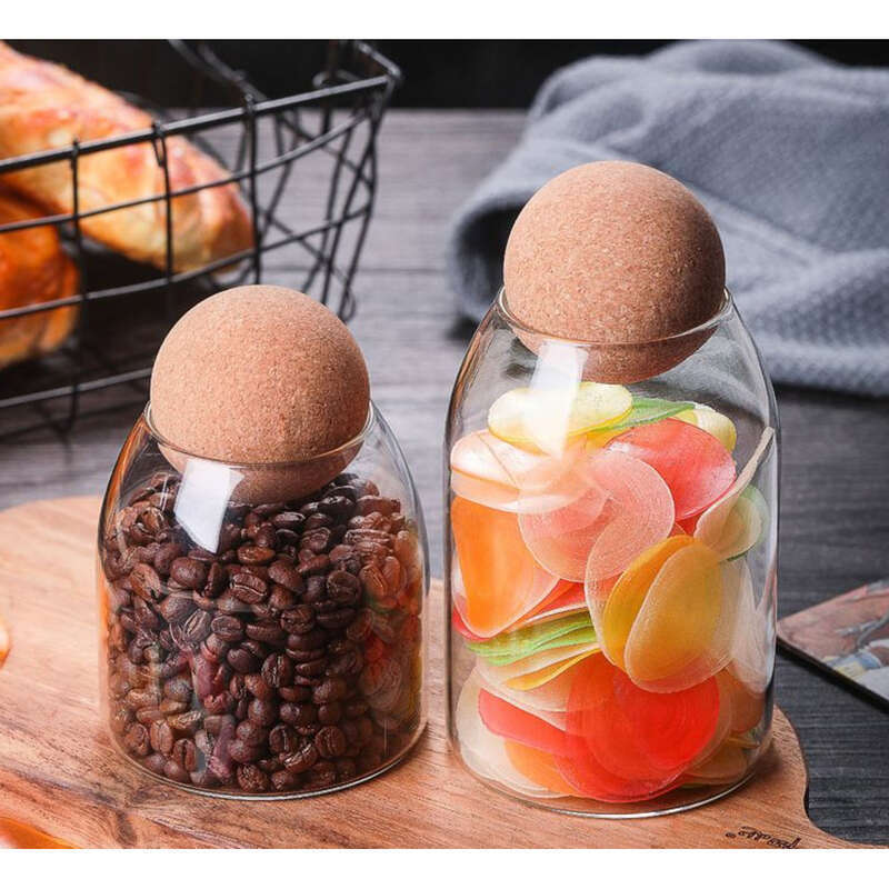 Cork Ball Stopper Bottle, Tea Glass Transparent Coffee Bean Sealed Can, Food Grade Large_voghion.com