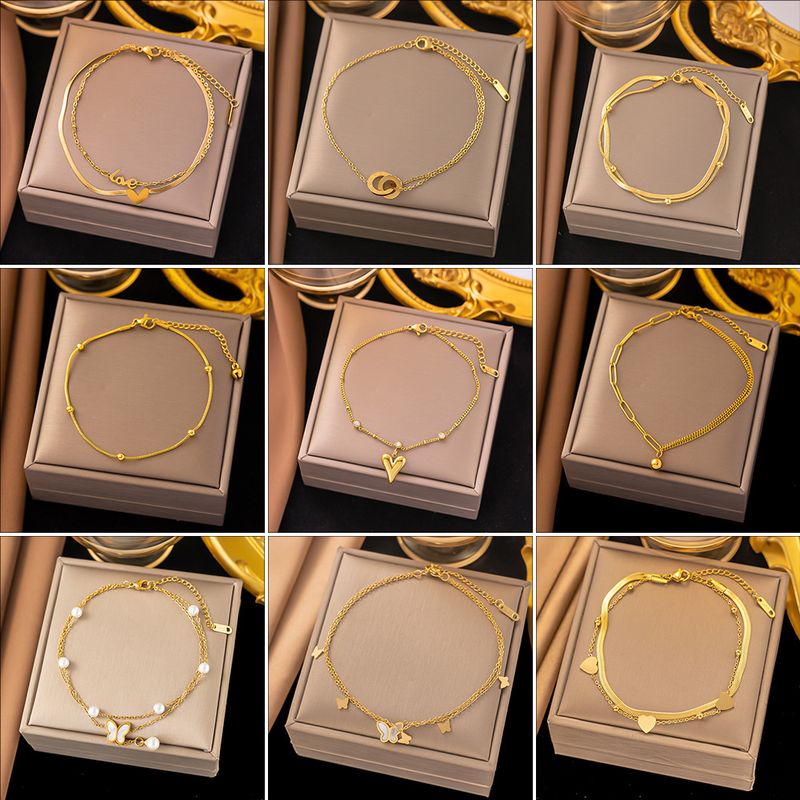 Cavigliera in acciaio al titanio a forma di cuore, elegante, da strada, all'ingrosso di gioielli_voghion.com