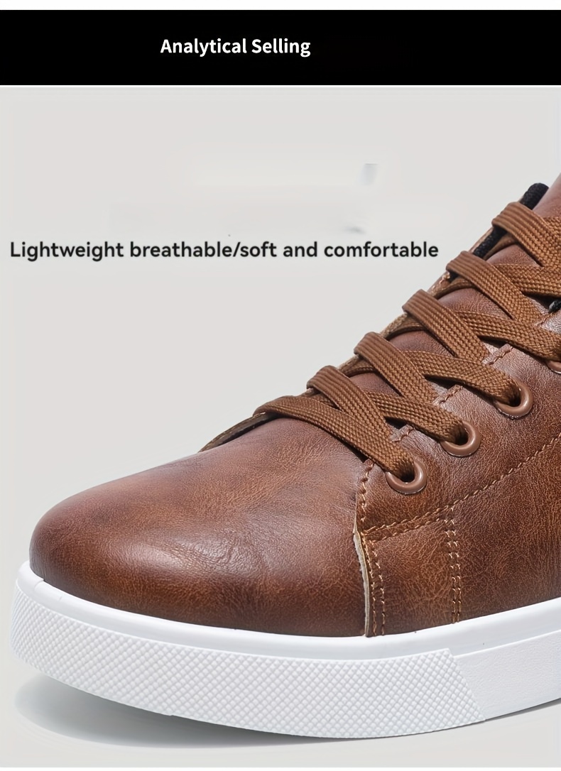 Herren-Skateboardschuh aus PU-Leder mit Schnürung, trendiger, bequemer, leichter Outdoor-Schuh mit rutschfester Sohle zum Gehen und Joggen_voghion.com