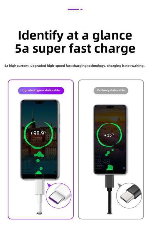 Typec Data Android-telefonkabel, velegnet til Huawei 5A Superhurtig opladning, Xiaomi VIVO/OPPO Flash-opladning_voghion.com