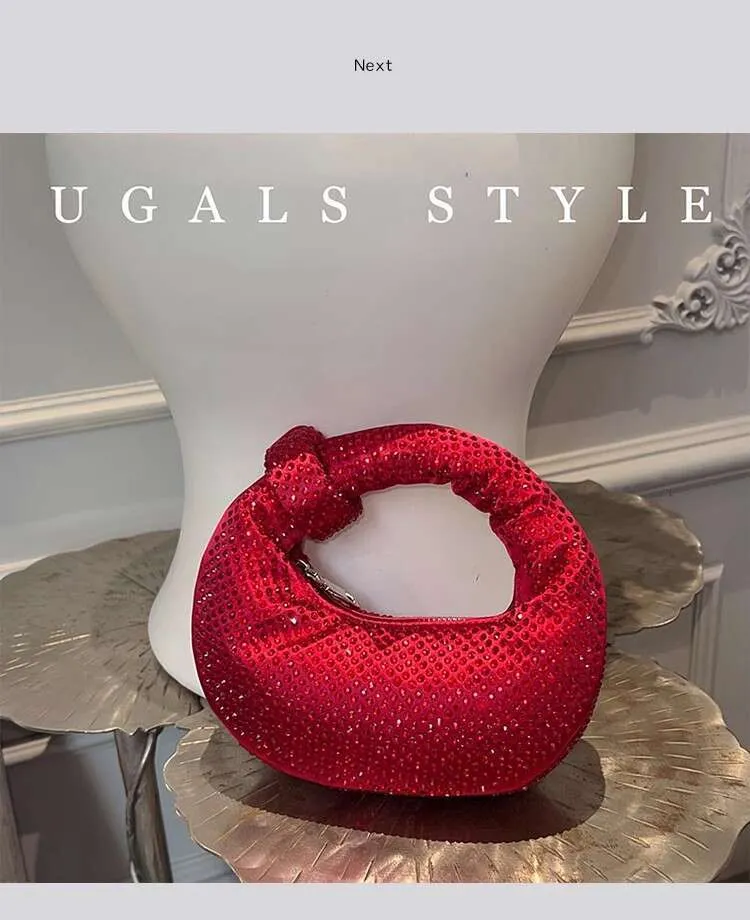 Borsa a tracolla da donna in raso con pochette da sera in cristallo lucido Dias, da sposa e da festa_voghion.com
