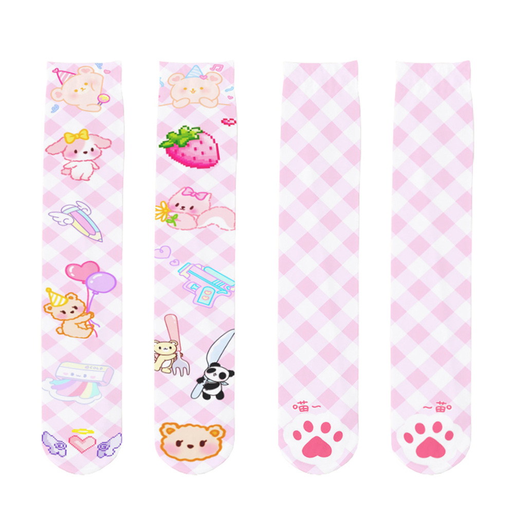 Kirschstrumpfhose, süße Leggings mit Lolita-Print, lange Strümpfe für Loli-Mädchen_voghion.com
