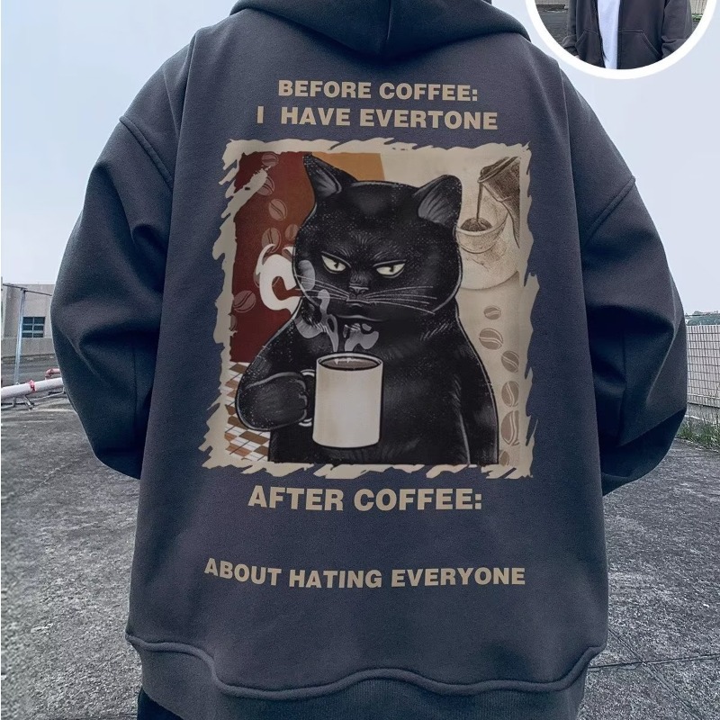 American Brand Large Wear Fat Plus Guochao Hooded Cartoon Thin Zipper Cardigan Sweatshirt Men's Fashion Coat_voghion.com
