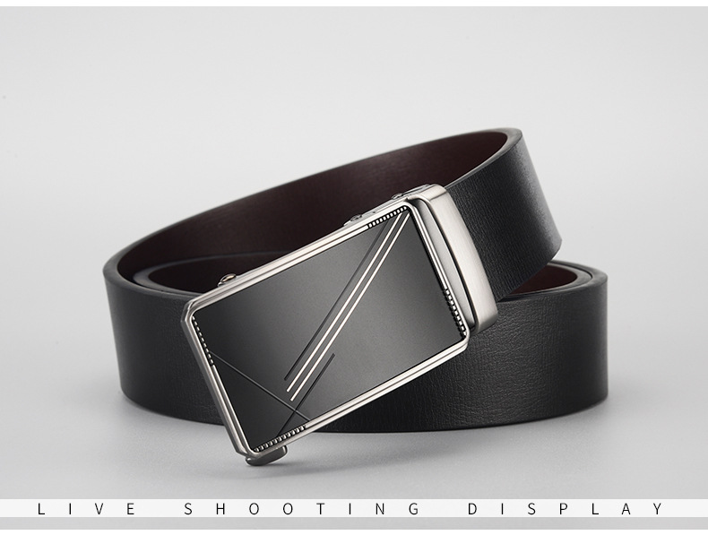 Genuine Leather Men's Belt With Automatic Buckle Business Style_voghion.com
