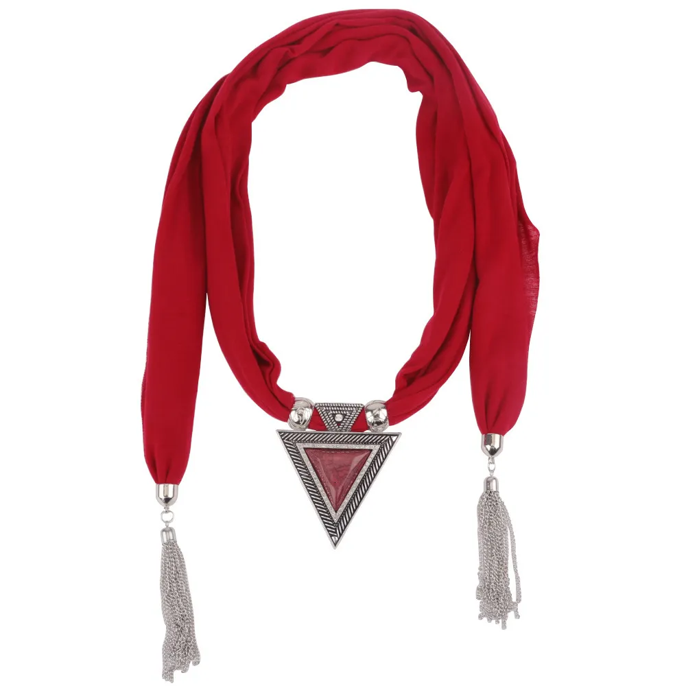 Collier et écharpe à pendentif tricolore en alliage de résine pour femme_voghion.com