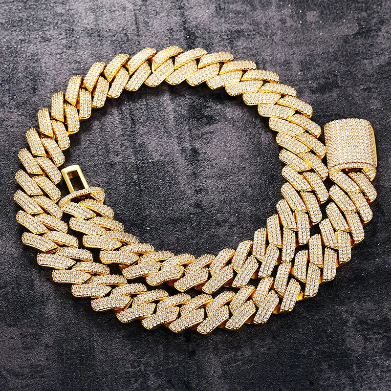 Iced Out Miami Cuban Link Chain Necklace For Men With 5a Zircons_voghion.com