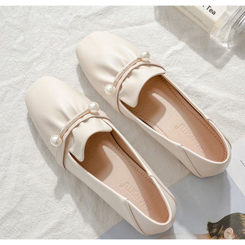Women's hundreds of soft leather summer net red models evening wind gentle temperament fairy commuting middle heel_voghion.com