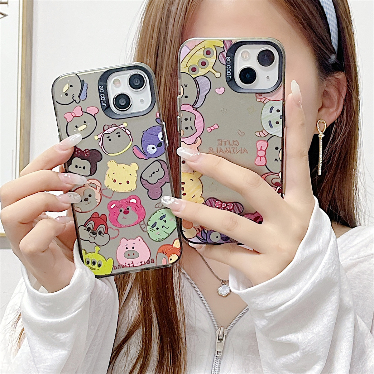 Řemínek na hodinky kompatibilní s iPhone 15 14 13 12 11 PRO MAX XR XS X 8 7 PLUS SE 2020 Průhledný kryt na telefon s roztomilým anime medvědem IMD_voghion.com