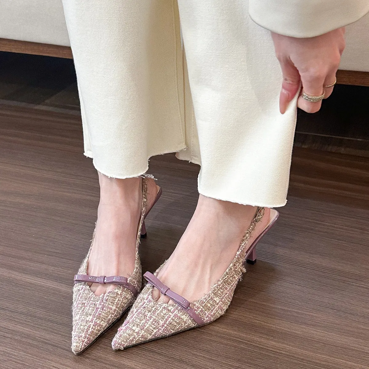 Zachte kleine geurige stijl spring een woord holle puntige strik hoge hakken vrouwen_voghion.com