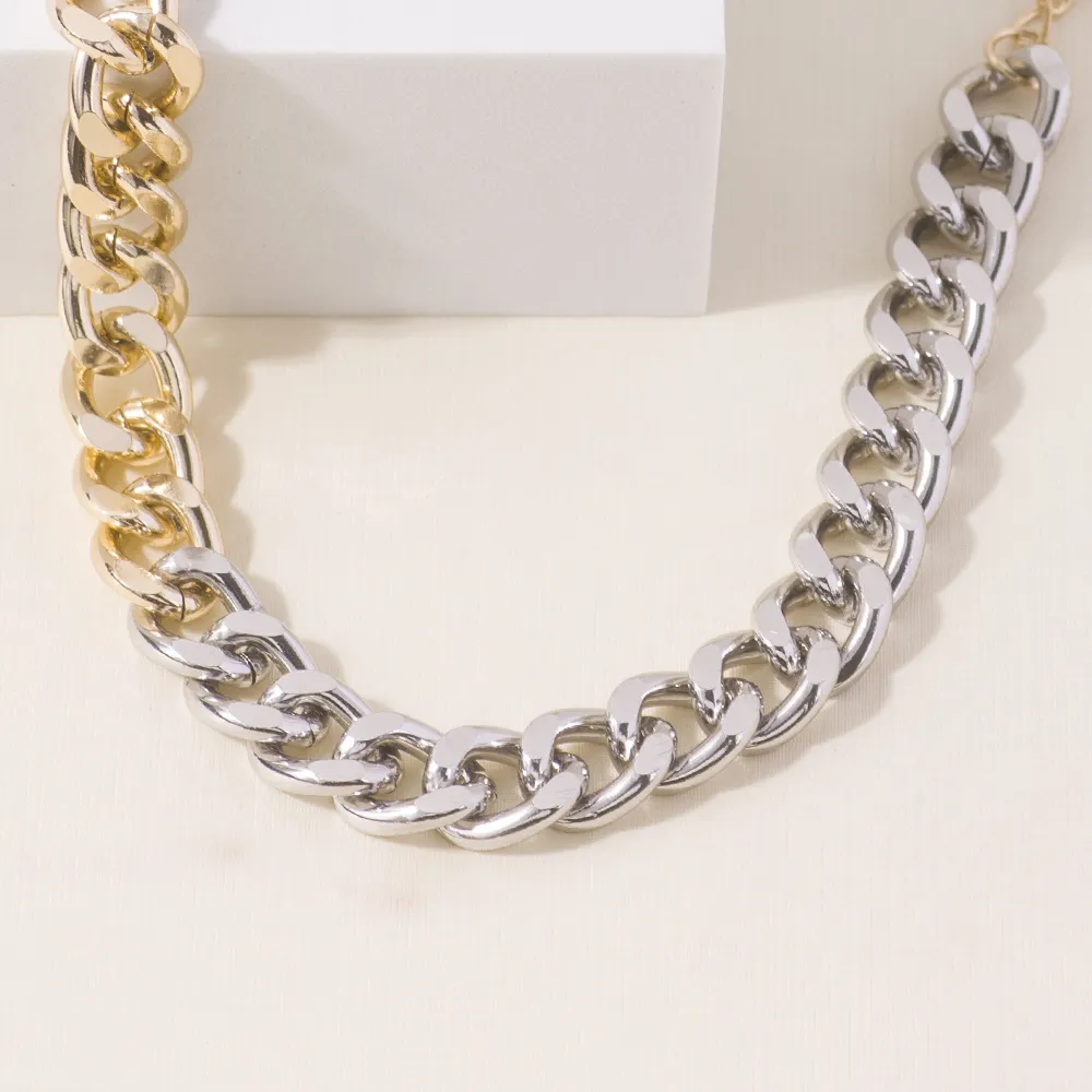 Kettingen Vintage Maaltijd Splicing Link Chunky Ketting Ketting Op De Nek Eenvoudige Mode Korte Choker Kraag Punk Sieraden_voghion.com