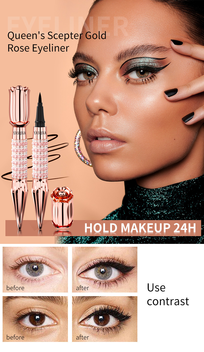 YANQINA Yanqina Scepter su geçirmez, tere dayanıklı, serin siyah renkli eyeliner sıvı kalem_voghion.com