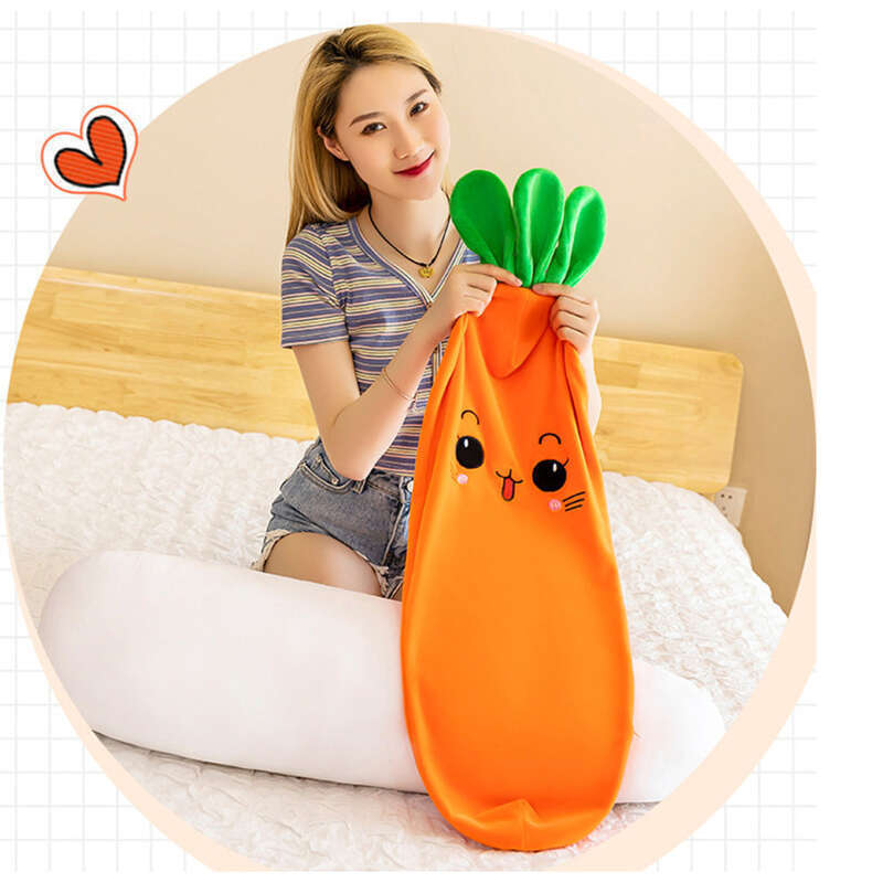 Carrot Long Strip Pillow, Sleeping In Bed Cute Bunny Plush Toys, Girl Dolls, Summer_voghion.com
