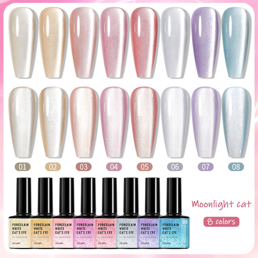 Nails Art & Tools New autumn and winter porcelain white moonlight cat's eye whitening nail polish glue flash nail salon dedicated_voghion.com