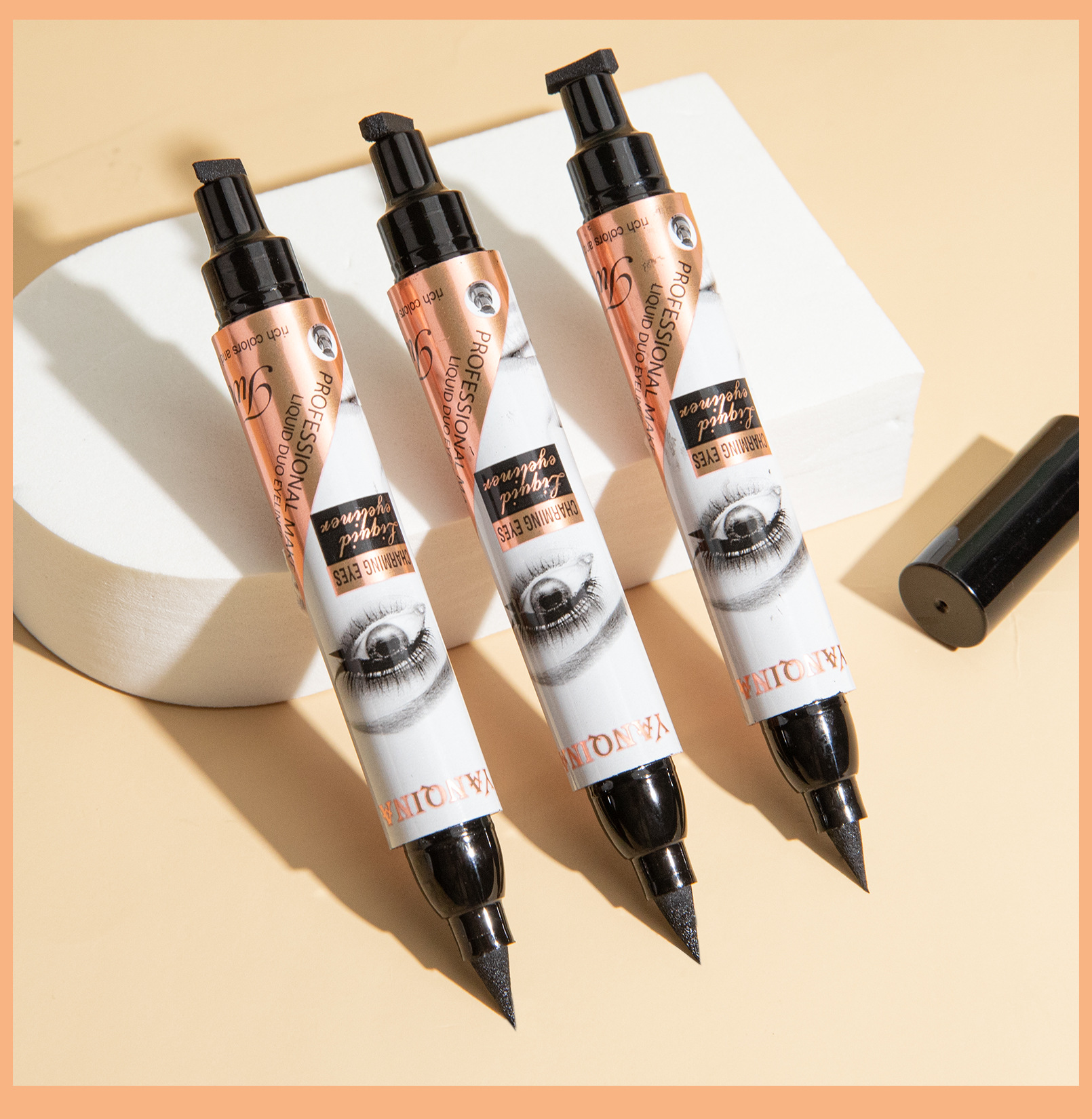 YANQINA Seal vandfast og ikke-udtværende dobbeltstempel eyeliner makeup_voghion.com