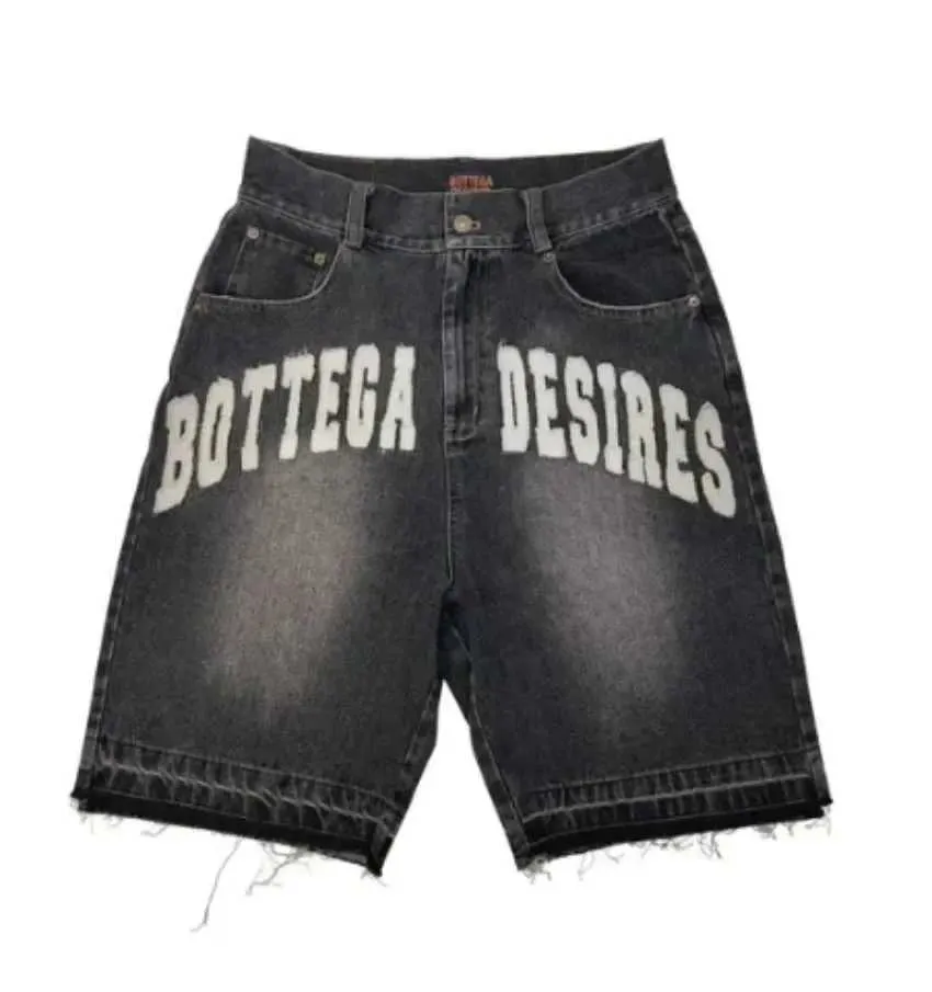Pantaloncini in denim larghi con ricamo a motivo lettera Haruku Y2K Street da uomo, stile americano, nuova moda, gotici, a vita alta_voghion.com