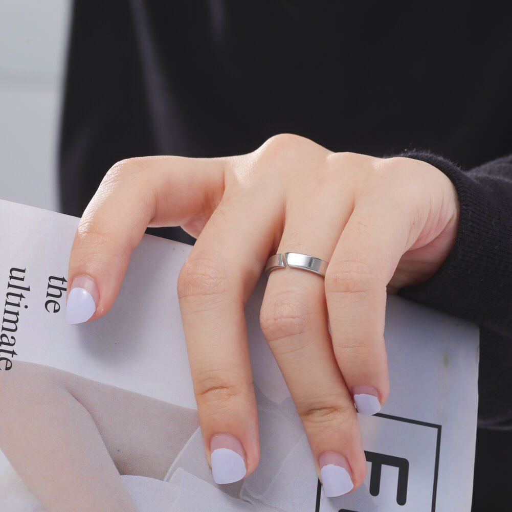 Bague ouverte minimaliste pour couples en acier inoxydable bijou_voghion.com
