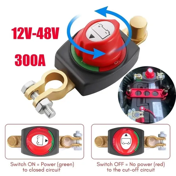 Interruttore di disconnessione batteria da 300 A 12 V-48 V per auto, camion e barche_voghion.com