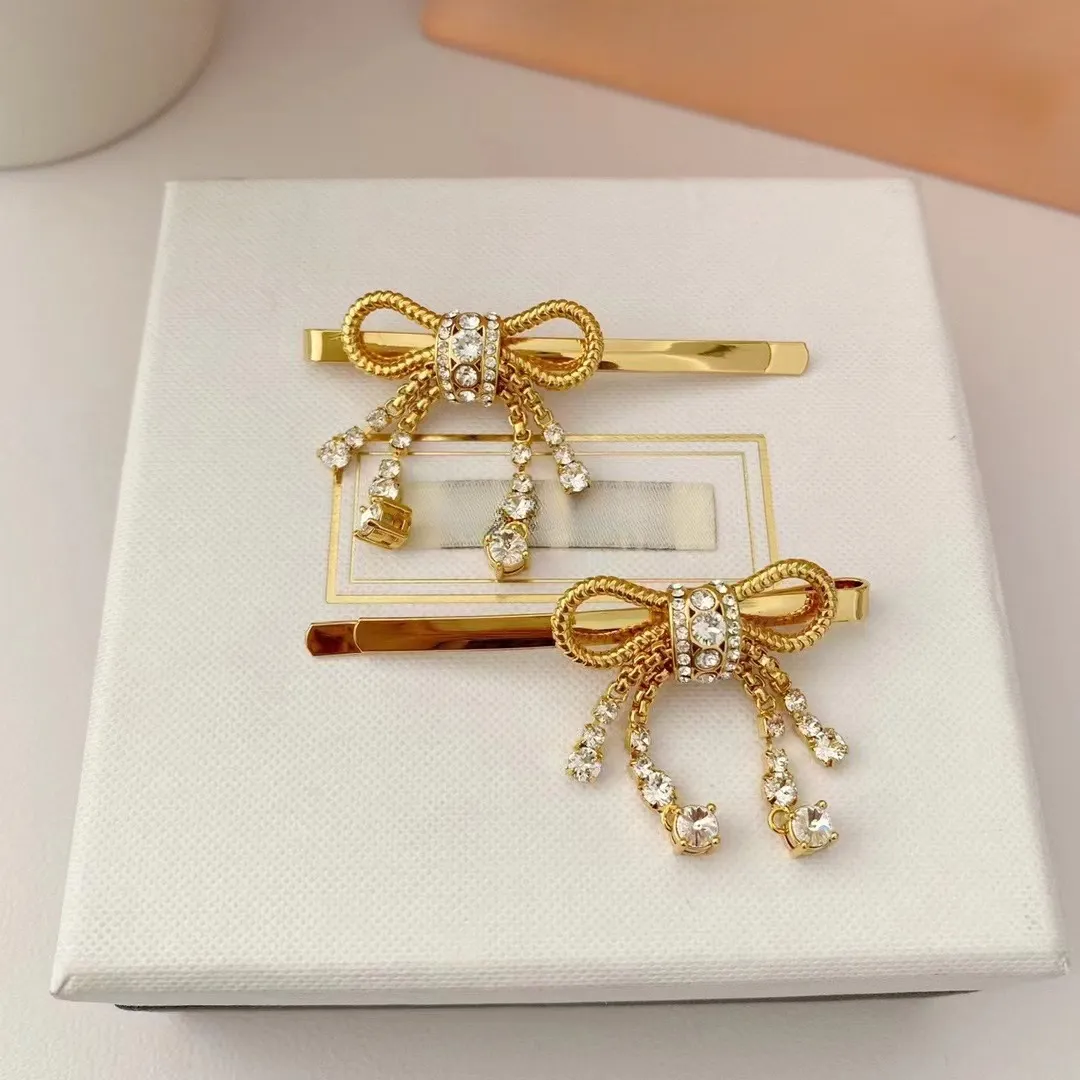 brand Classic designer hairclip bling Crystal shine diamond bow clip fashion women hair Clips Barrettes bowknot_voghion.com