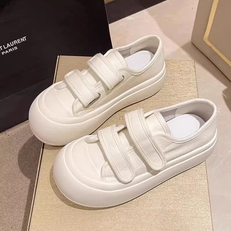 2024 Primavera e autunno Nuovo Pine Cake Donna Spesso Biscotto Fondo Velcro Bianco Basso Top Testa Rotonda Internet Rosso Singolo_voghion.com