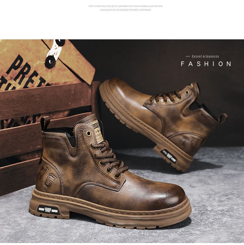 Herbst und Winter Modemarke Leder Martin Stiefel Casual Herrenschuhe High Top Arbeitsstiefel Höhe-up vielseitige Herren_voghion.com