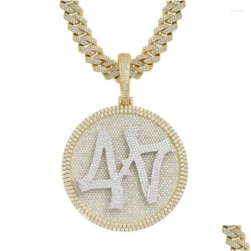 Collane con ciondolo da uomo, grandi dimensioni, ghiacciate, rotonde, 44, medaglione con catena cubana hip hop, collana alla moda Kpop Icy_voghion.com
