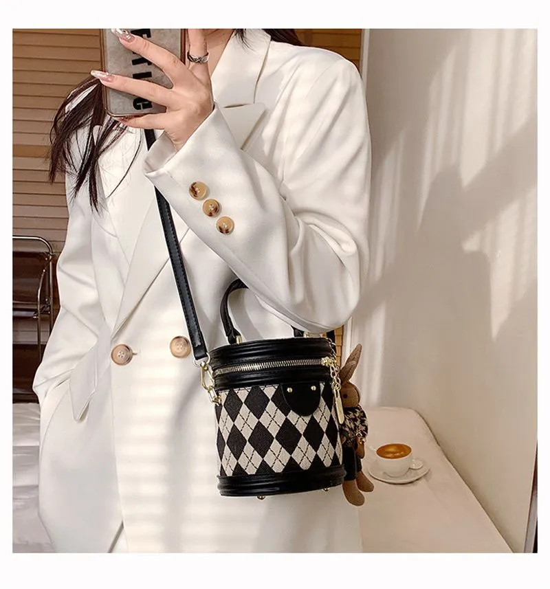 Borsa firmata, spedizione gratuita, borsa a secchiello alla moda Dia Grid, borsa a mano, borsa a tracolla per donna._voghion.com