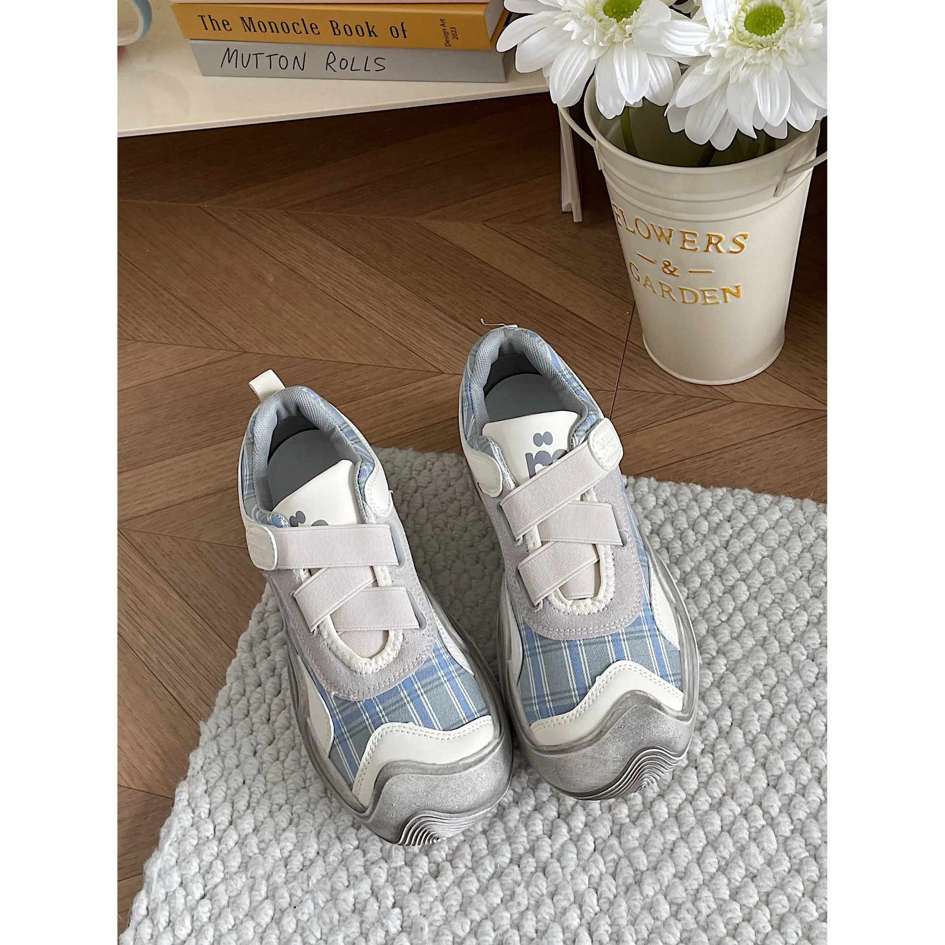 Jinmi 2024 Nuovo fondo spesso grande testa brutta carina donna autunno casual sport con velcro versatili scarpe singole per le donne_voghion.com