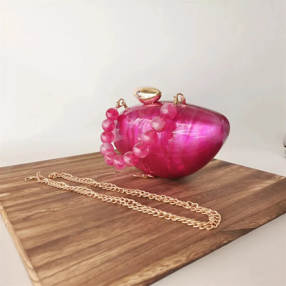 Sac à main et pochette en acrylique pour femme avec fermoir en métal rouge Lady Rose 240730_voghion.com