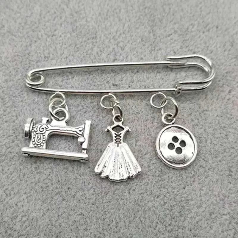 Sewing Theme Charm Brooch Fashion Accessory Handmade Clothes Pin_voghion.com