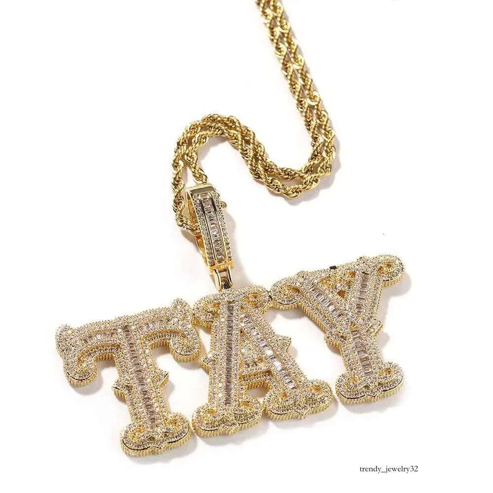 Colliers pendentifs nouveaux hip-hop plein de diamants barbelés Rock Sugar Letter bricolage épissage combinaison collier personnalisé_voghion.com