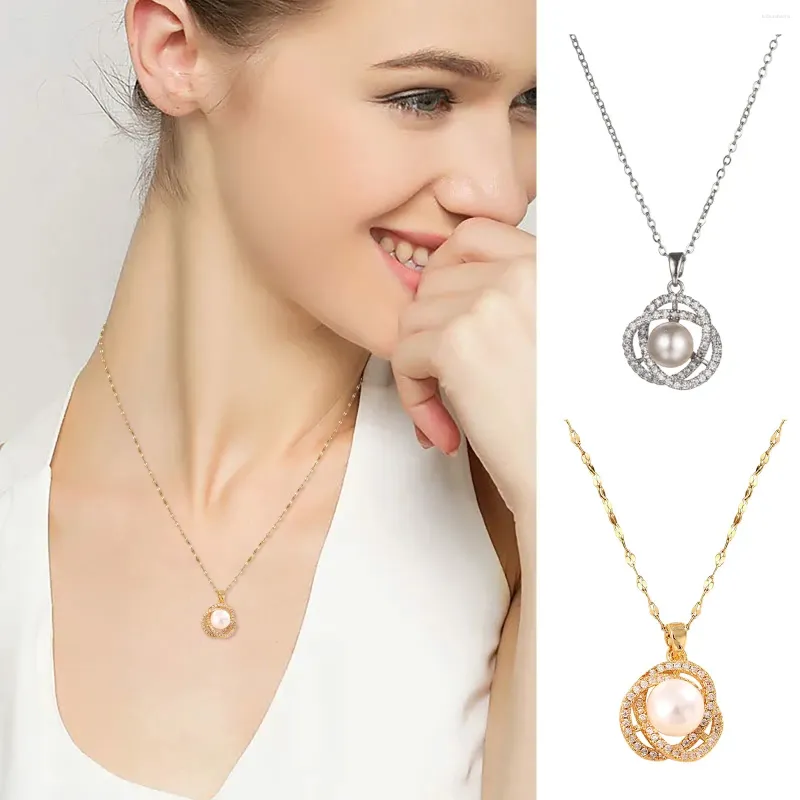 Catene Elegante Collana con Ciondolo Micro Borchiato Smalto_voghion.com