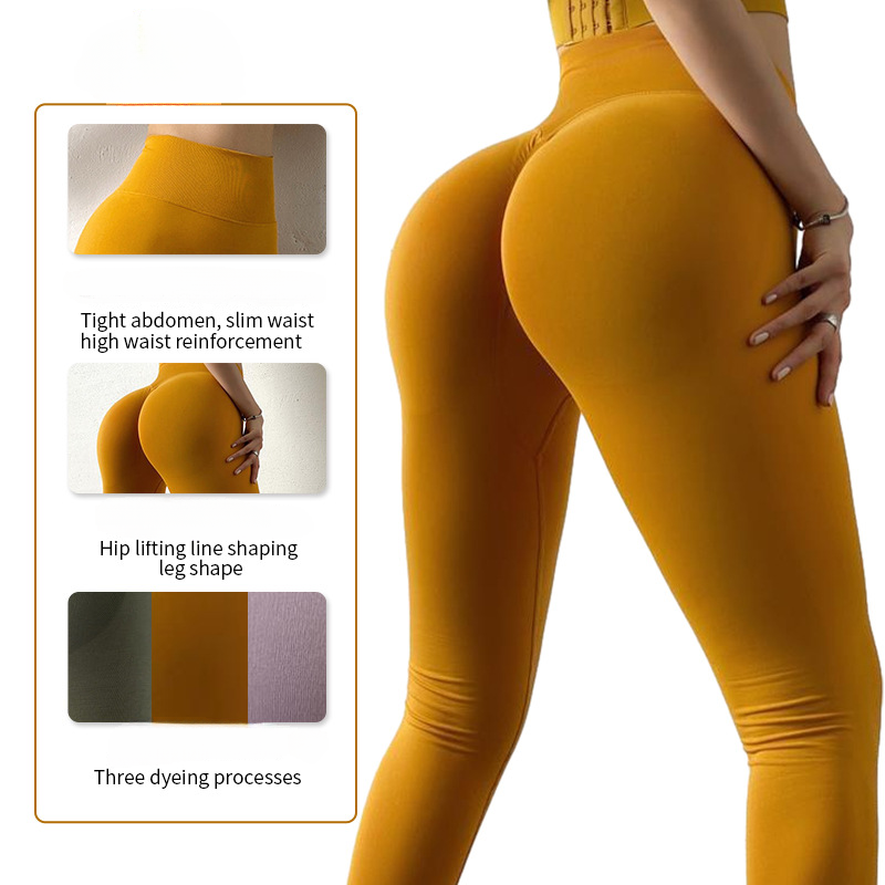 Neu Nude Pfirsich Hohe Taille Yoga Nahtlose Hüfte Hebe Strumpfhosen Sport Outdoor Fiess Hosen Für_voghion.com