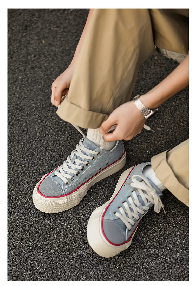 Canvas Shoes For Men, Casual Low Top Trainers With Thick Sole_voghion.com