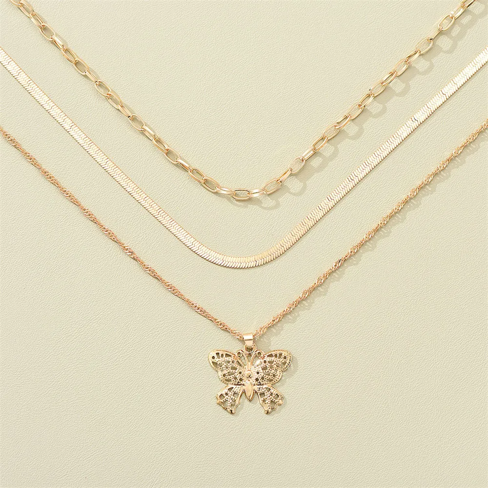 Ketid Rangluukett Liblikad Kaelakeed Mitmekihiline Sulam Rangluu Ripats Tüdrukute Peokaelakeed Choker-kaelus_voghion.com