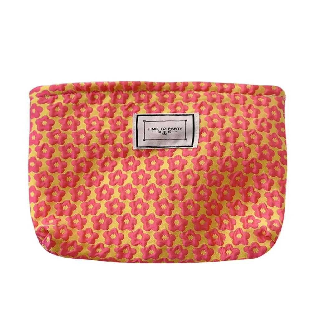 Trousse de toilette en jacquard floral, simple et tendance, grande capacité, idéale pour les voyages, les soins de la peau, les produits de toilette et le maquillage_voghion.com