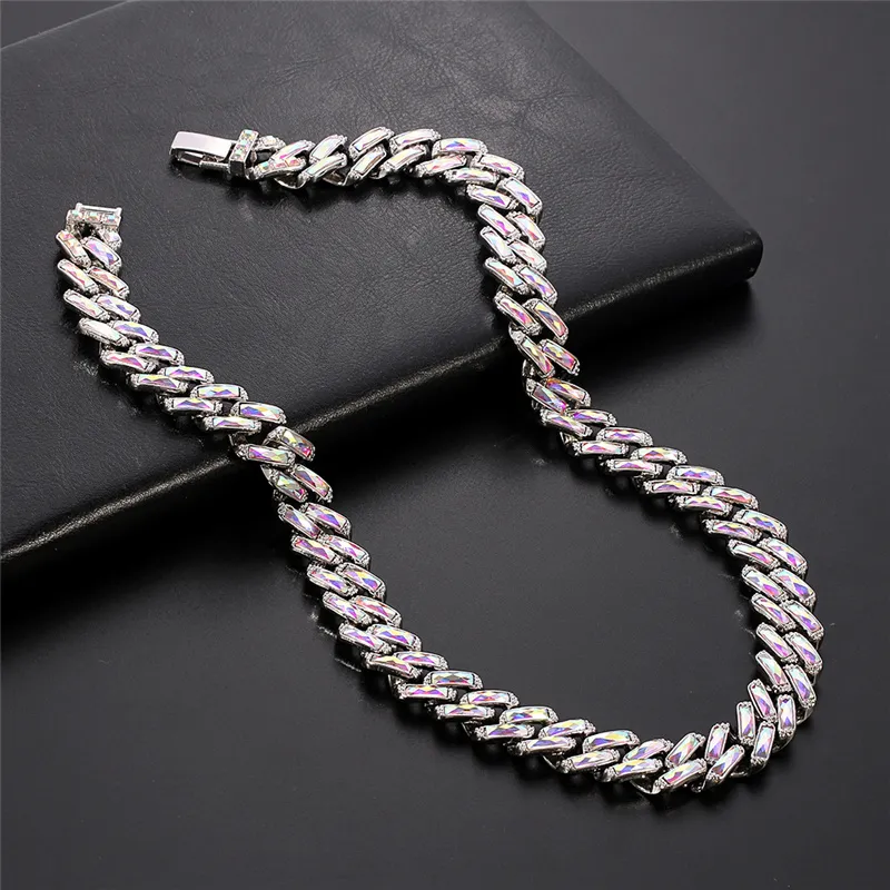Iced Out Cuban Link Chain Necklace For Men Gold And Silver Colour_voghion.com