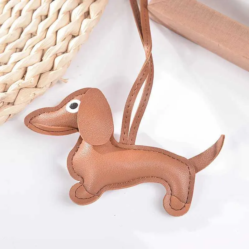 Fashion Car Sausage PU Leather Dog Keychain Womens Bag Pendant Jewelry Pavilion Keyring Keyholder Gift Y241121_voghion.com