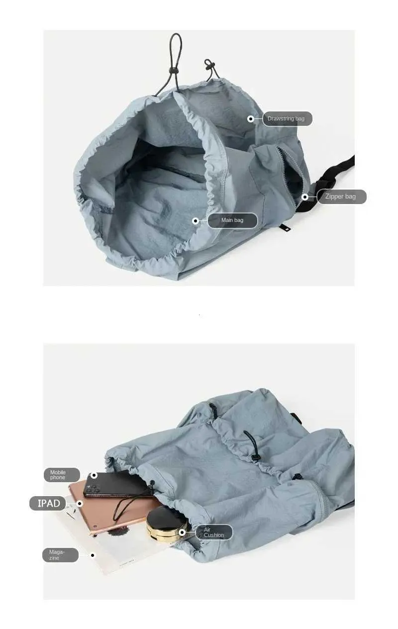 Fashionable Women's Nylon Drawstring Backpack Casual Travel Bag_voghion.com