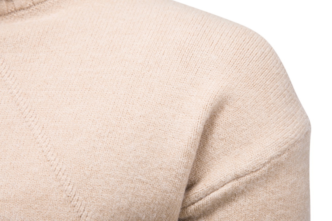 Hierscht a Wanter Nei Einfarweg Strickwueren Moud Laangärm Héichhalspullover Hären Ënnerlag_voghion.com